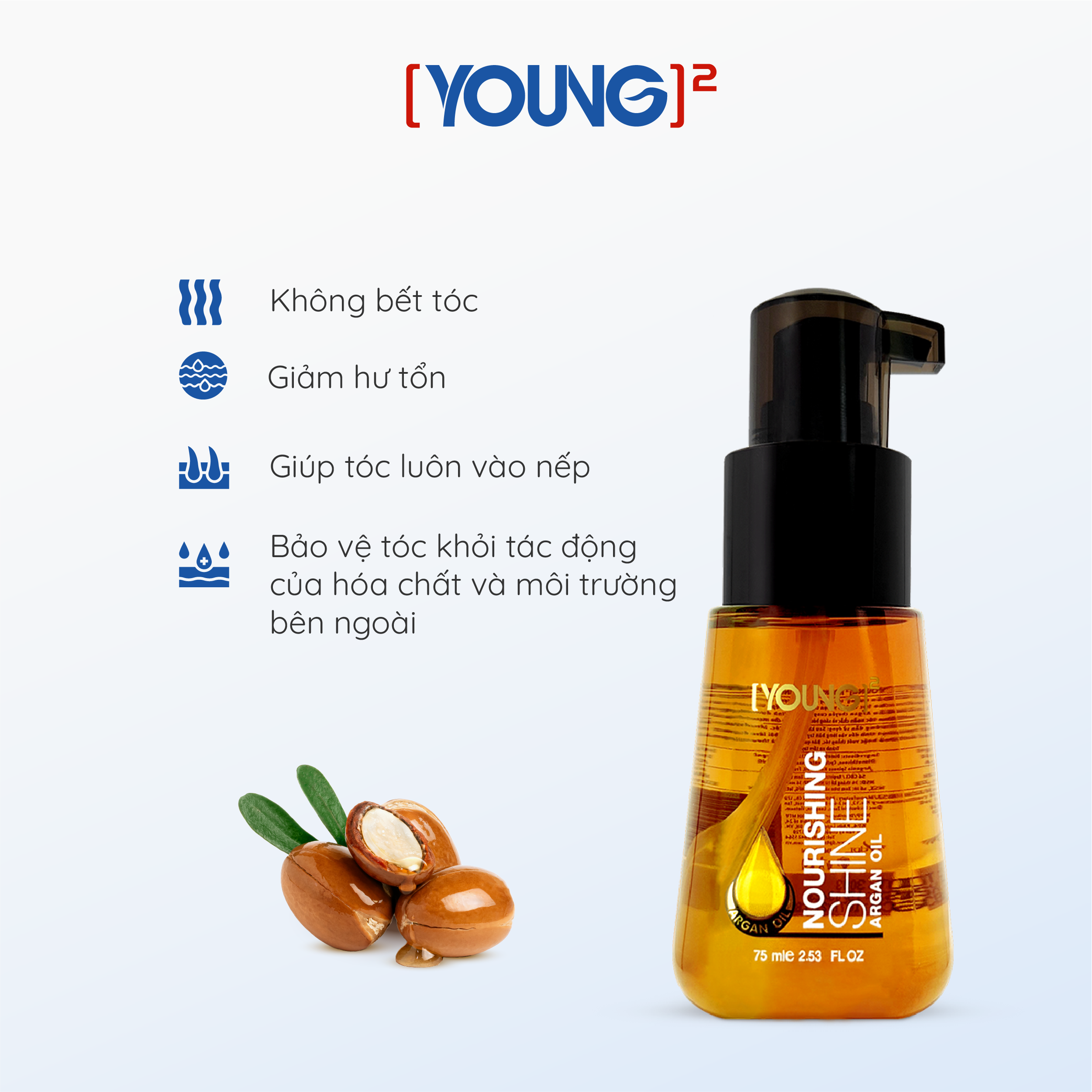 Dầu dưỡng tóc YOUNG giúp tóc vào nếp và bóng mượt 75ml