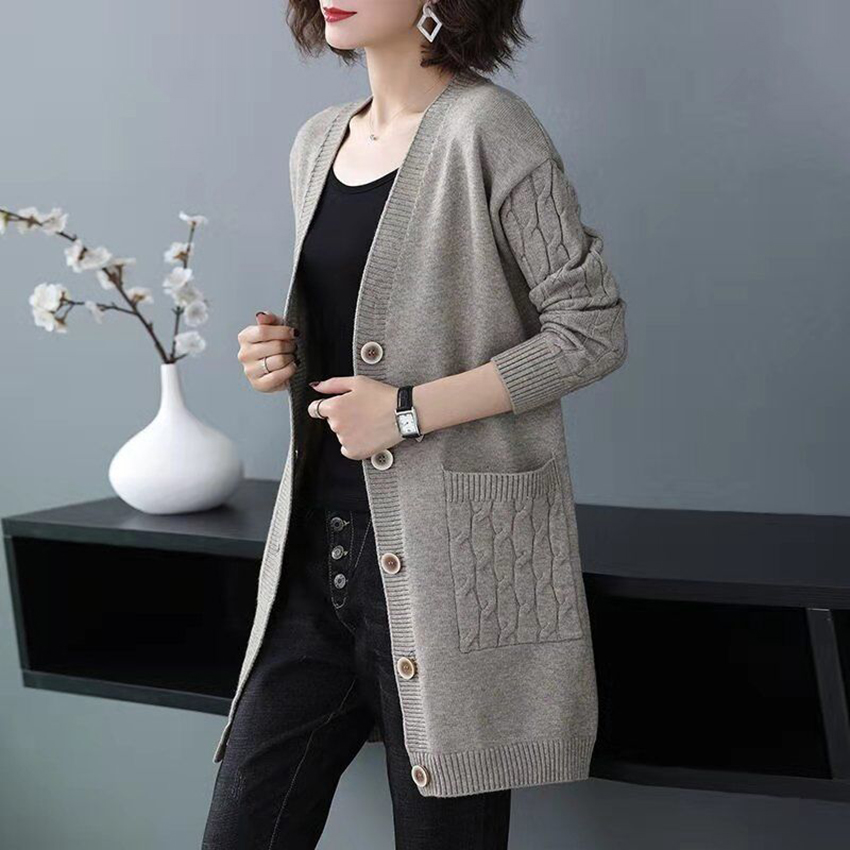 Áo len nữ cardigan dáng dài phong cách Hàn Quốc chất len mềm mại siêu xinh