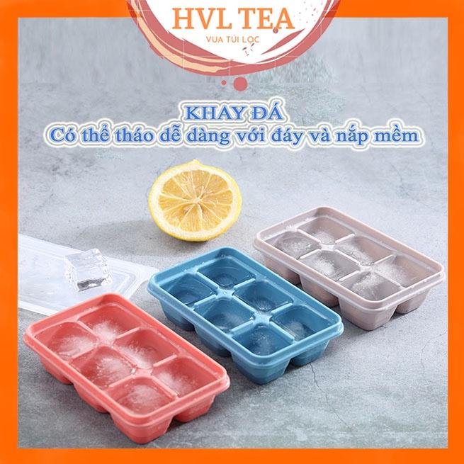 Khay đá làm đá lạnh, trữ đông đồ ăn dặm, có nắp đậy chất liệu silicon - HVL TEA