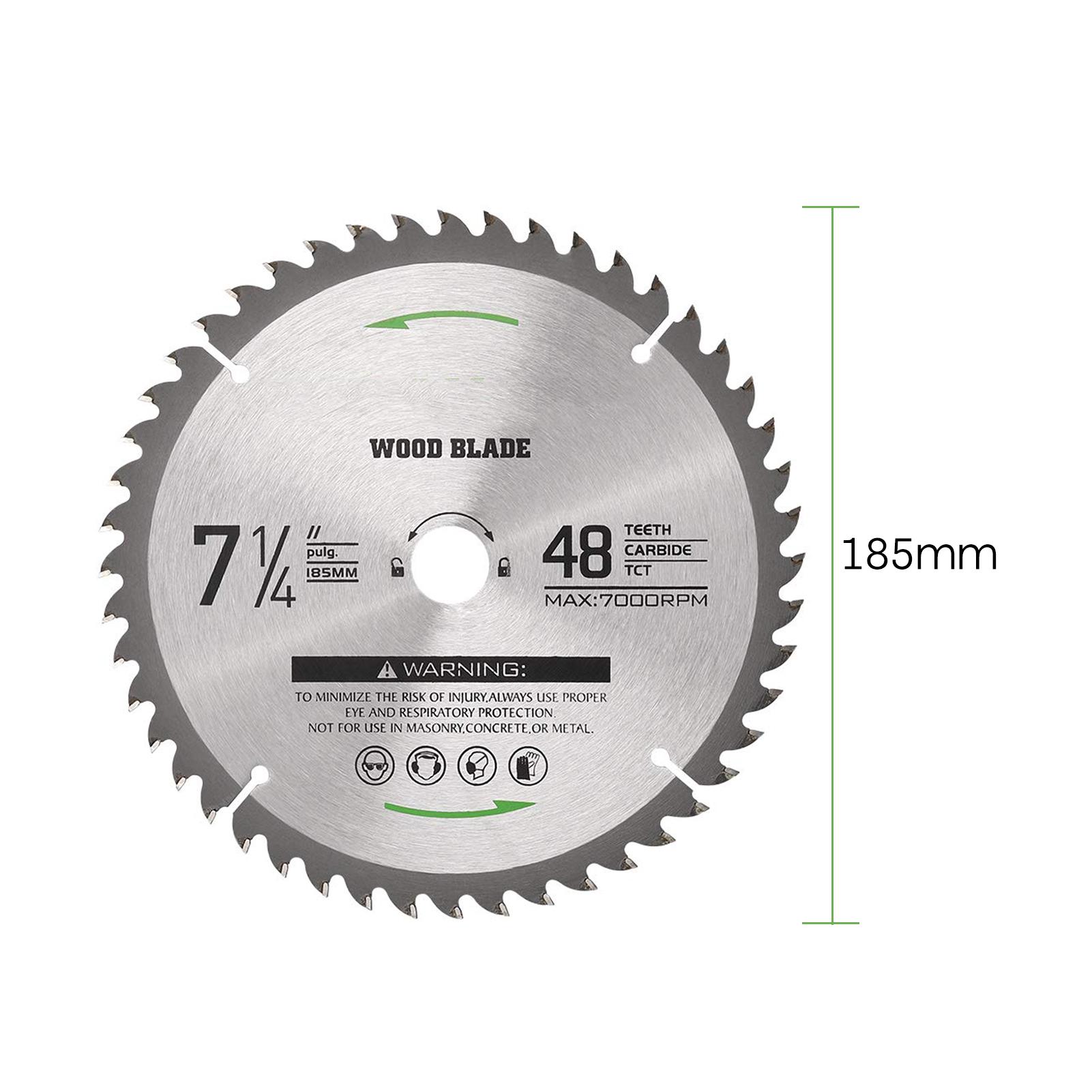 Circular Saw Blade 7-1/4'' 48 Tooth Tungsten Carbide Tipped Circular Wood Cutting Saw Blade with 5/8'' Arbor for Wood Cutting Max Speed 7000RPM Anti-clockwise Cutting Direction Arbor 5/8'' EU