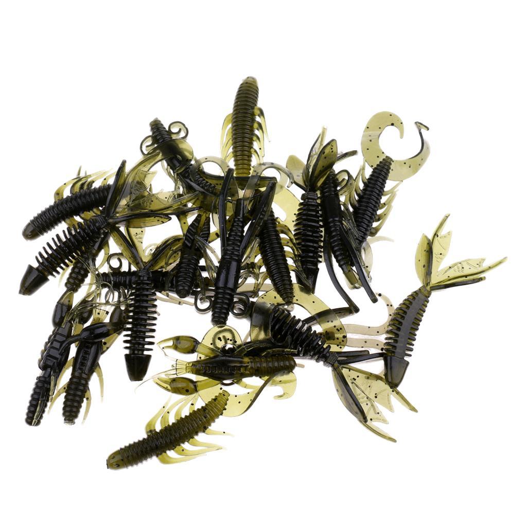 20pcs Soft Shrimp Sea Fishing Lures Tackle Crankbaits Bait Minnow Bait Green