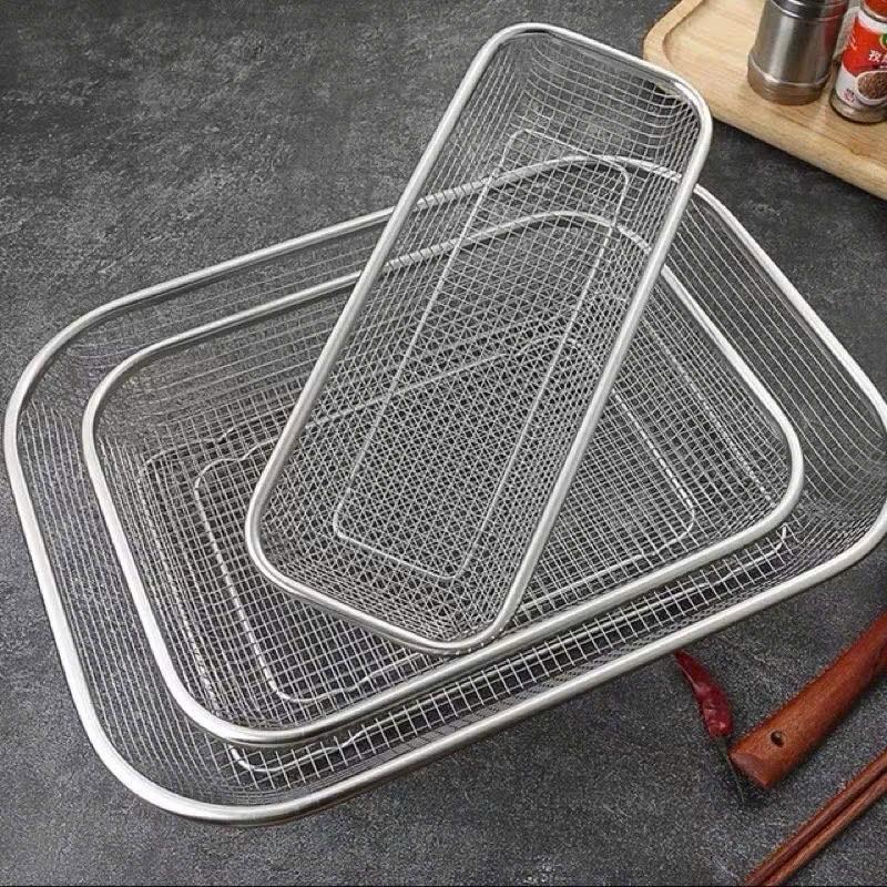 [ANHOTSHOP] Rổ Lưới Inox 304 Có Chân – Rổ Inox Đa Năng Ráo Dầu Nước, Đựng Rau Củ Đũa Tiện Lợi (Loại 1)