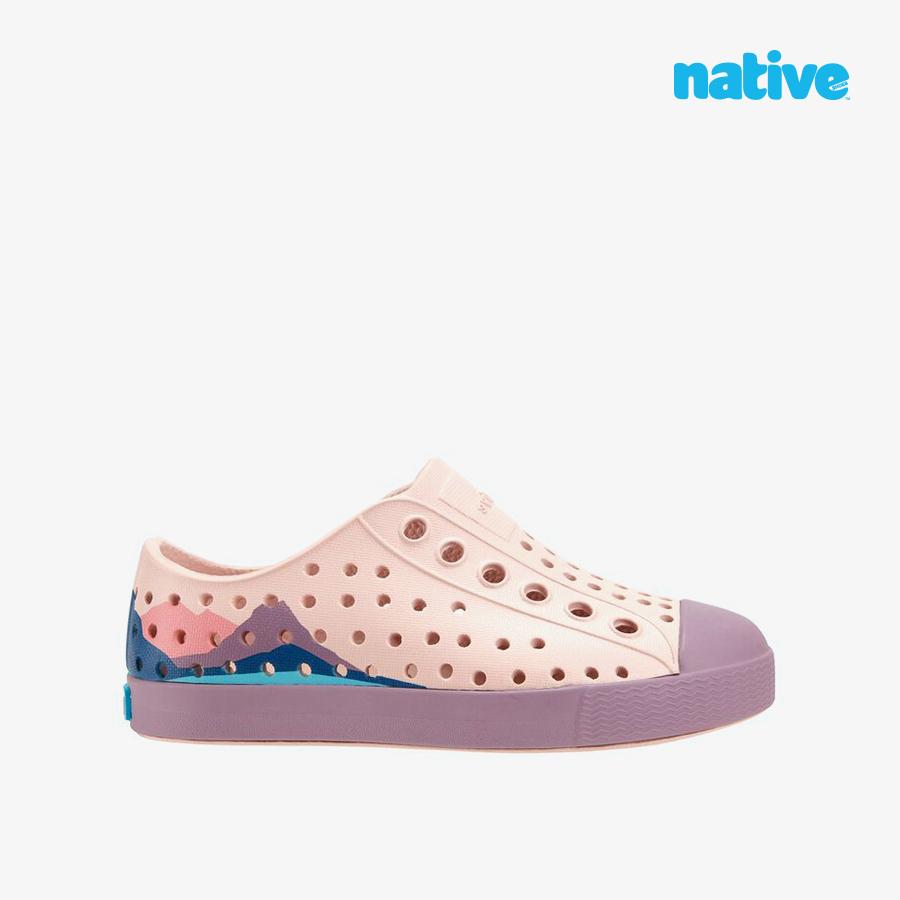 Giày Lười Bé Gái NATIVE Jefferson Block Junior - Dust Pink/ Wildflower Purple/ Frontier Mountain Block - 32.5