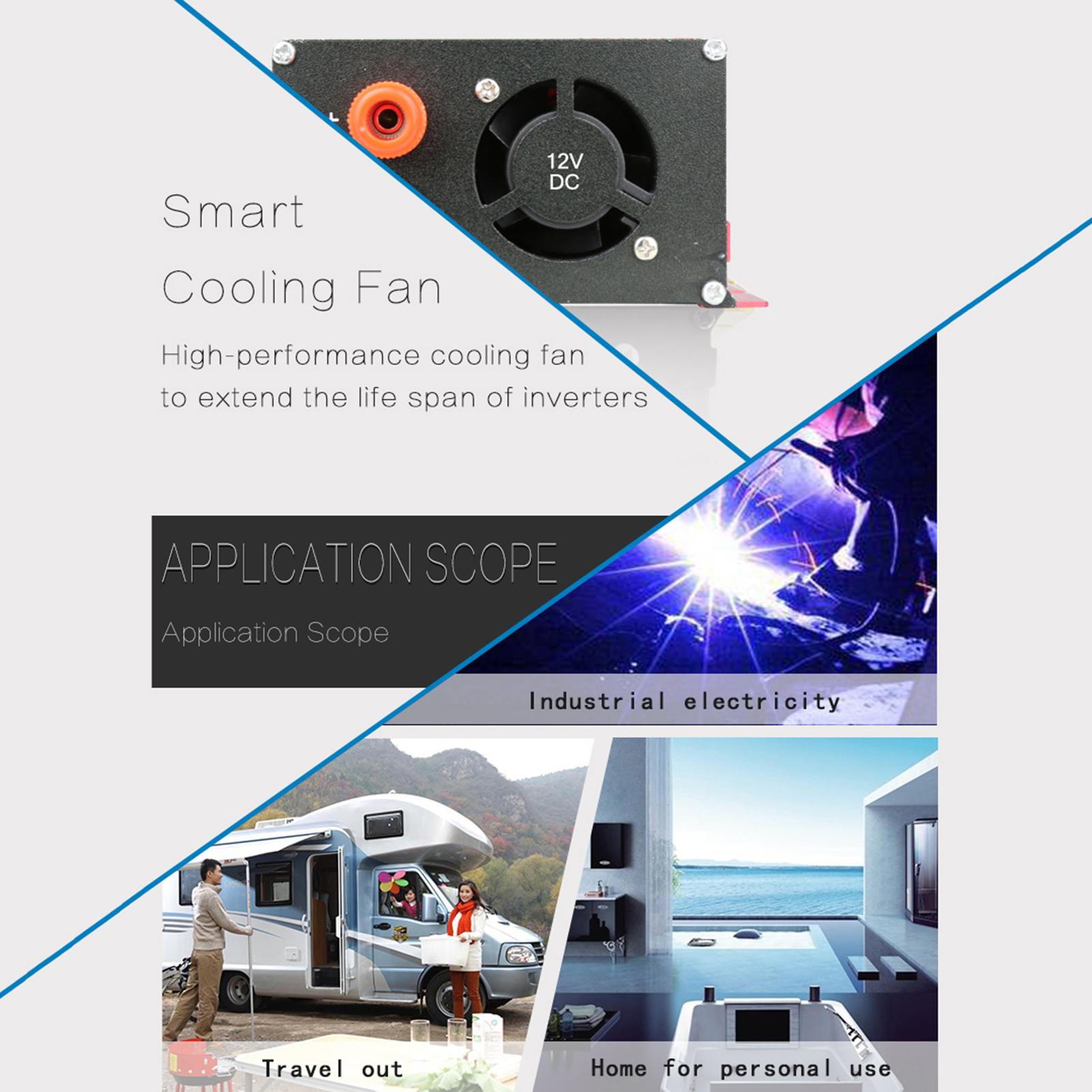 Voltage Converter 1500W 3000W 12V 240V Inverter USB Power Inverter with 1 Socket and LCD Display