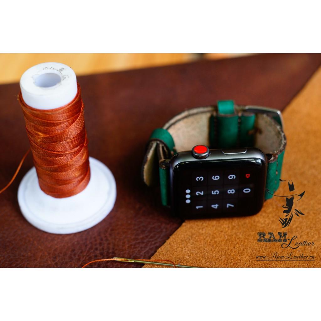DÂY ĐỒNG HỒ DA BÒ THẬT RAM SIMPLE S-GREEN-ĐỦ SIZE 18,20,22,APPLE WATCH