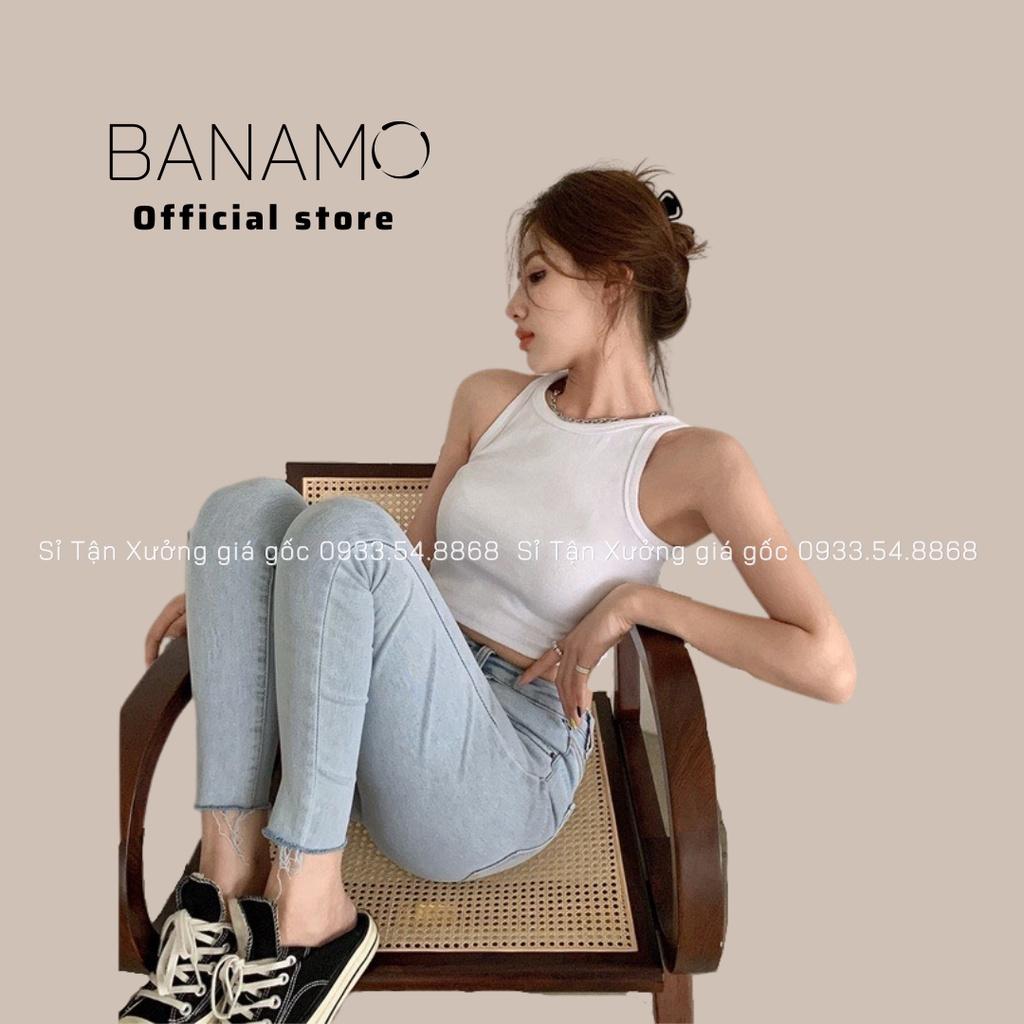 Áo nữ croptop 3 lỗ bozip co giãn 4 chiều phong cách sexy siêu đẹp thời trang Banamo Fashion áo 3 lỗ 3129