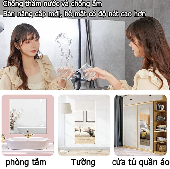 Gương dán tường ACRYLIC 30x30cm Loại Mới, Trang Trí Nhà Cửa Gương Dán Nhà Tắm, Phòng Khách, Phòng Ngủ, Phòng Bếp