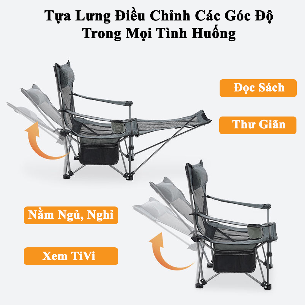 Ghế Xếp Du Lịch KUNBE Phù Hợp Dã Ngoại Thư Giãn Kết Hợp Nằm Nghỉ Trưa Văn Phòng, Bệnh Viện