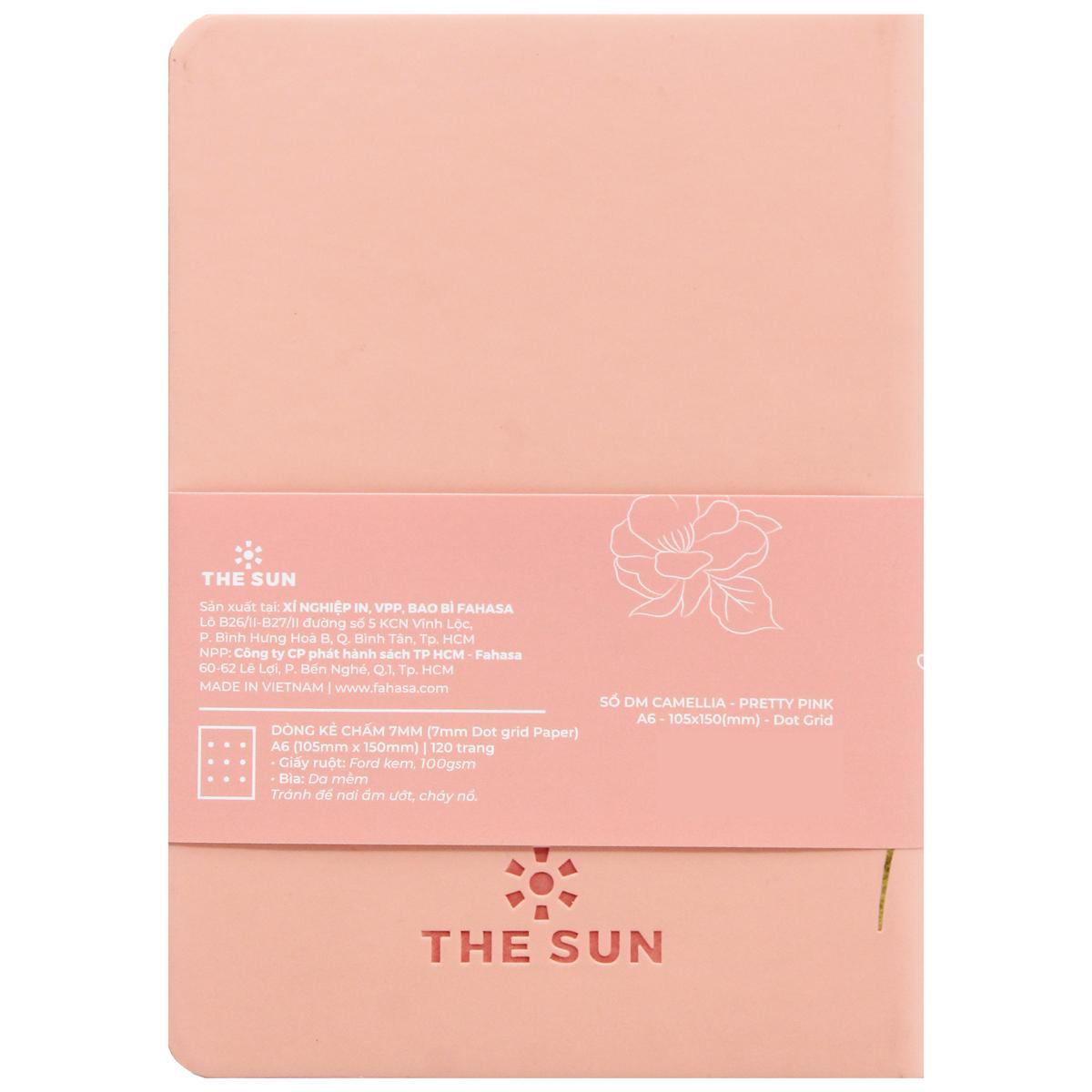 Sổ Da Bìa Mềm Camellia A6 - Không Kẻ Có Chấm - 120 Trang 100gsm - The Sun - Pretty Pink
