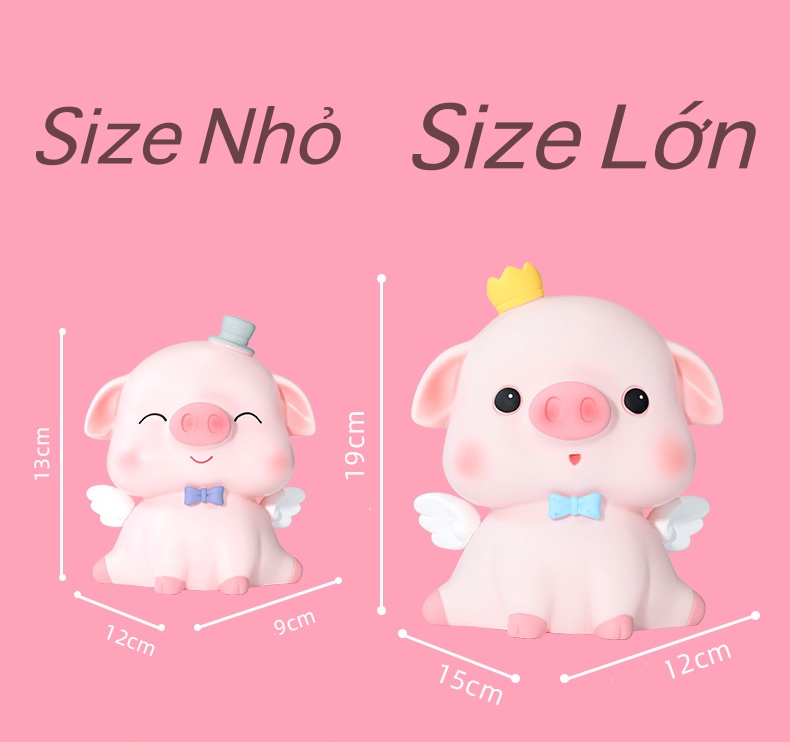 Ống Tiết Kiệm Heo Thiên Thần Ống Heo Trang Trí Quà Tặng_ Hàng chính hãng