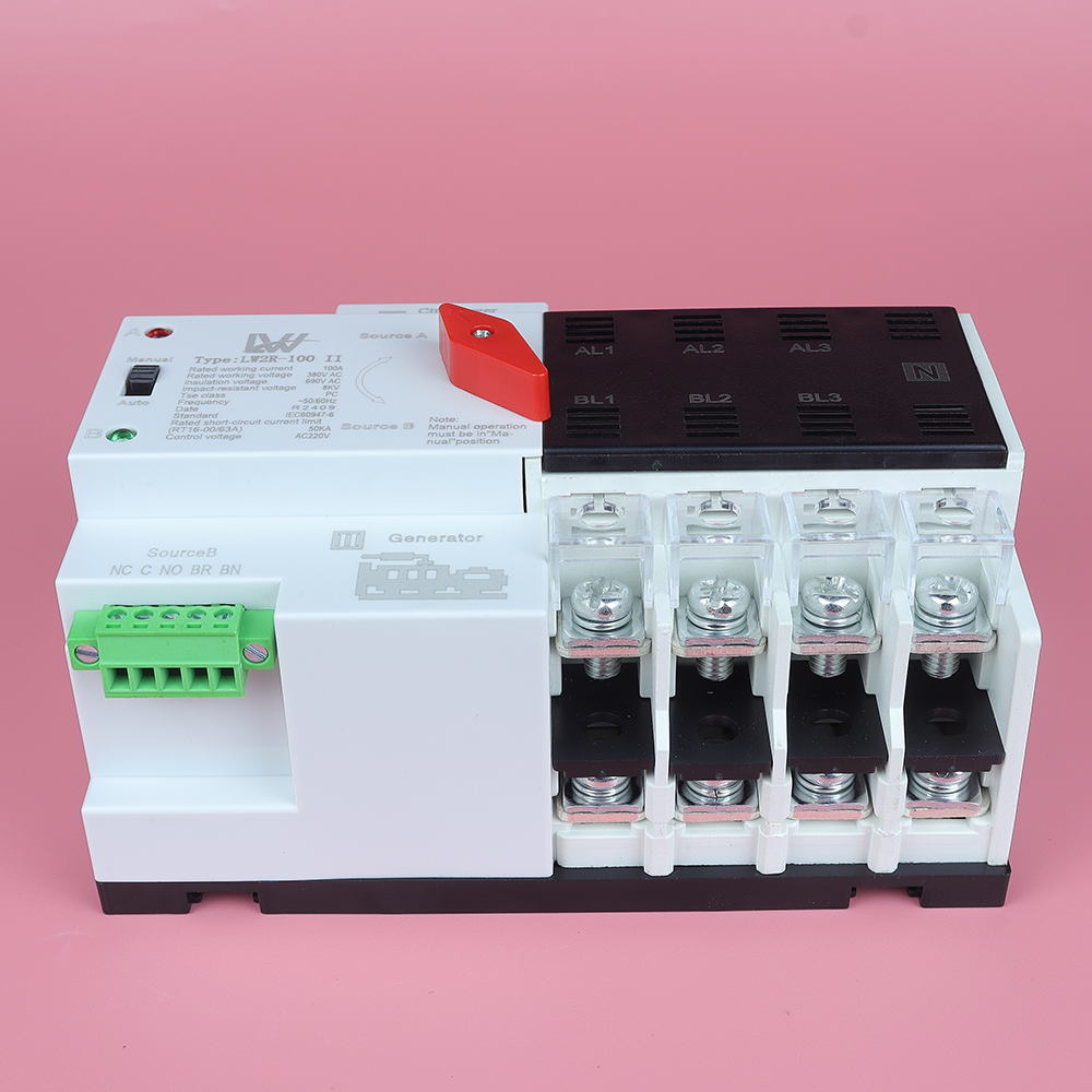 Bộ chuyển nguồn tự động, chuyển đổi hai nguồn điện LW ATS 4P 100A cho điện 3 pha không gián đoạn