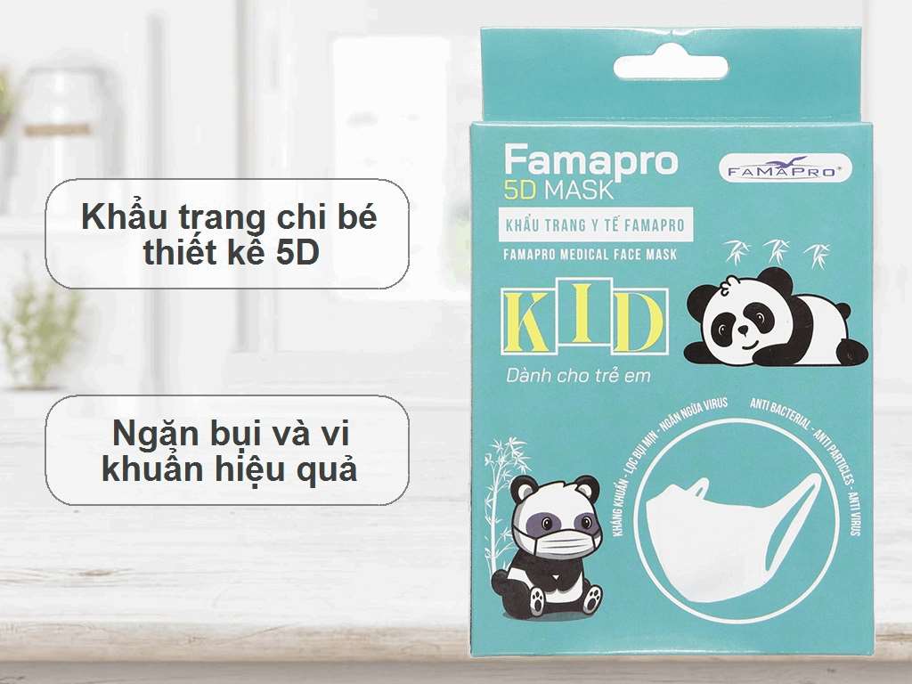 Hộp 10 Khẩu Trang Trẻ Em 5D Mask Quai Vải