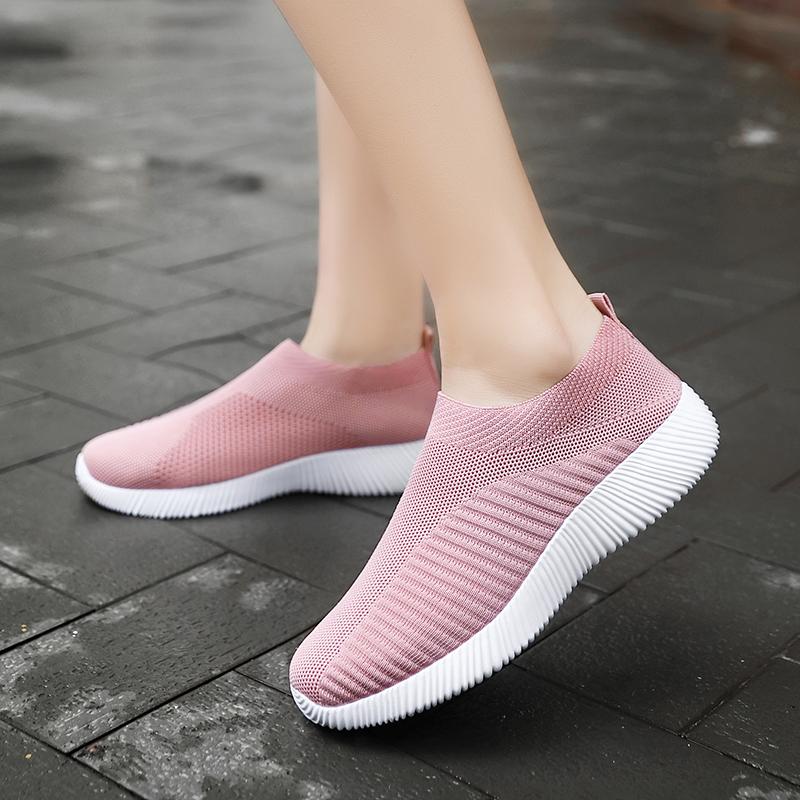 Đèn Sneakers Nữ Giày Chạy Bộ Nữ Lưới Slip-On Giày Thể Thao Nữ 2019 Zapatillas Mujer "Deportiva Color: Black Shoe Size: 39