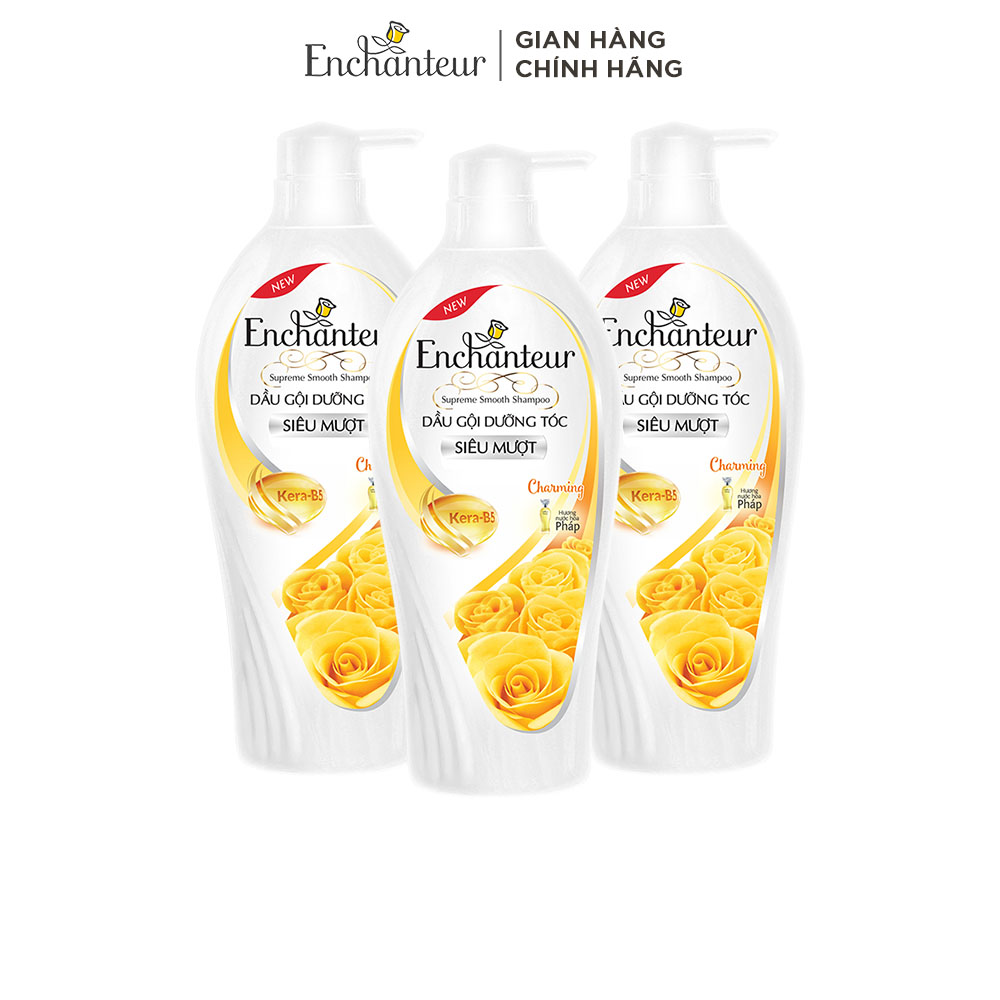 Combo 3 Dầu gội dưỡng tóc siêu mượt Enchanteur Charming Keratin 650gr/Chai