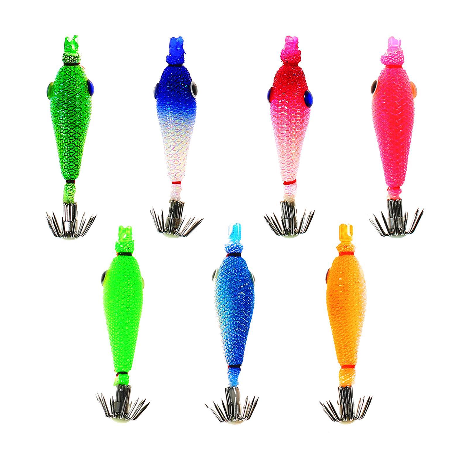 7Pcs Luminous Squid Jig Hooks Sea Fishing Tackle Glow Squid Jigs Squid Hooks