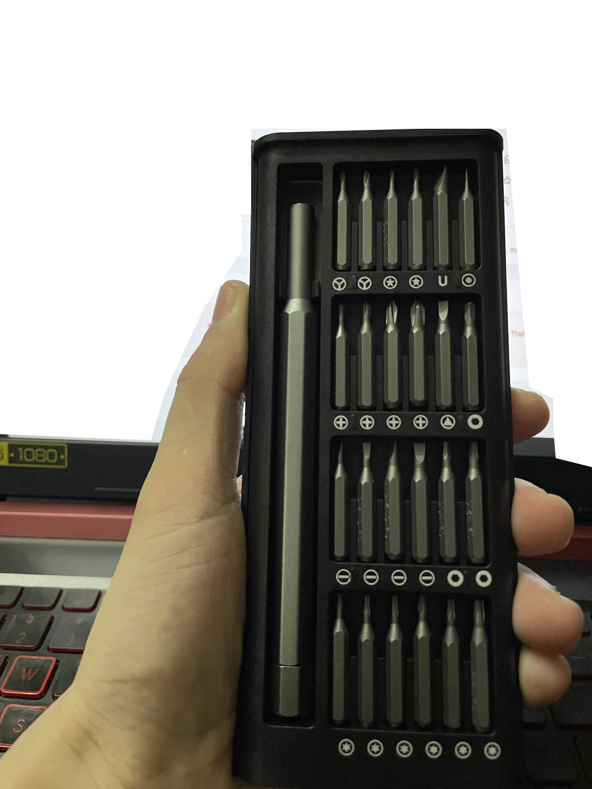 Tua vít sửa điện thoại Bộ tua vít mini 24 đầu xoay từ tính bằng thép HRC sửa điện thoại laptop đồ dùng nhỏ