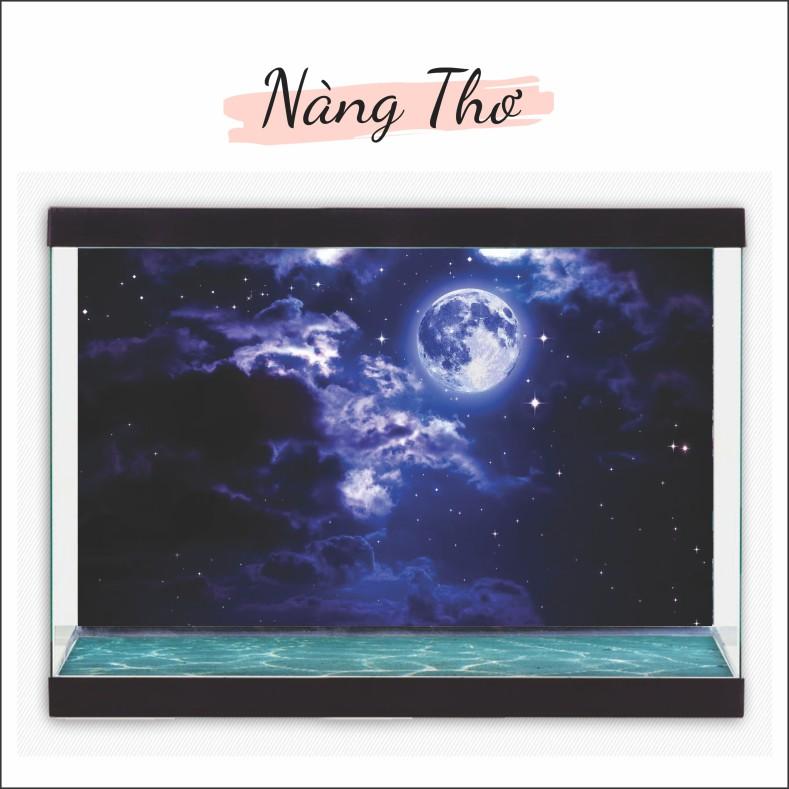 Decal dán hồ cá 3D THE MOON nhiều mẫu