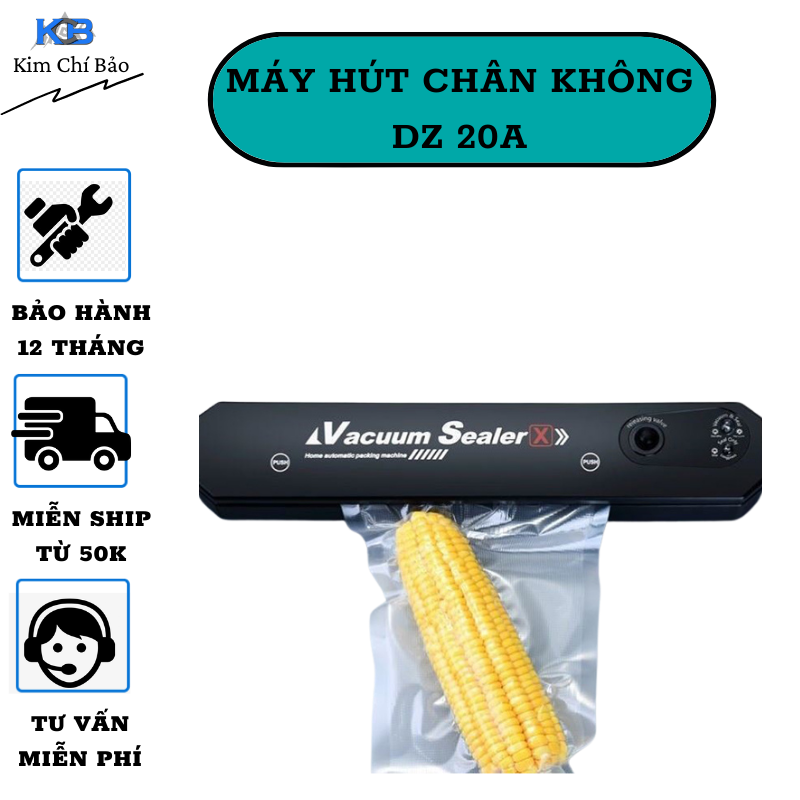 Máy hút chân không thực phẩm Vacuum Sealer DZ 20A dùng cho gia đình, hút khỏe, hết khí- Tặng 10 túi hút.