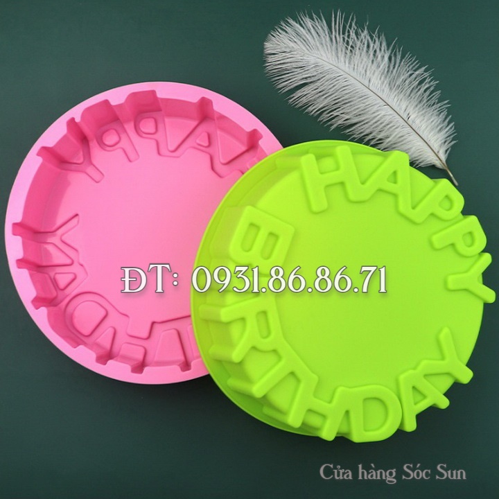 Khuôn silicon sinh nhật Happy Birthday loại 20 cm - Mã số 1034