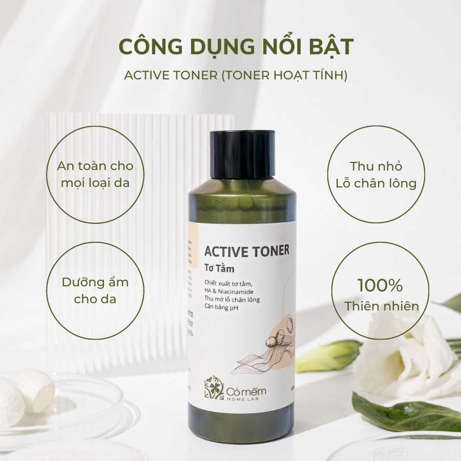 Active Toner Tơ Tằm Thu Mờ Lỗ Chân Lông Cỏ Mềm 150ml