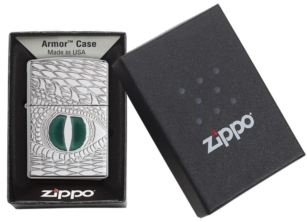 Bật Lửa Zippo Armor Dragon Eye Carved High Polish Chrome 28807