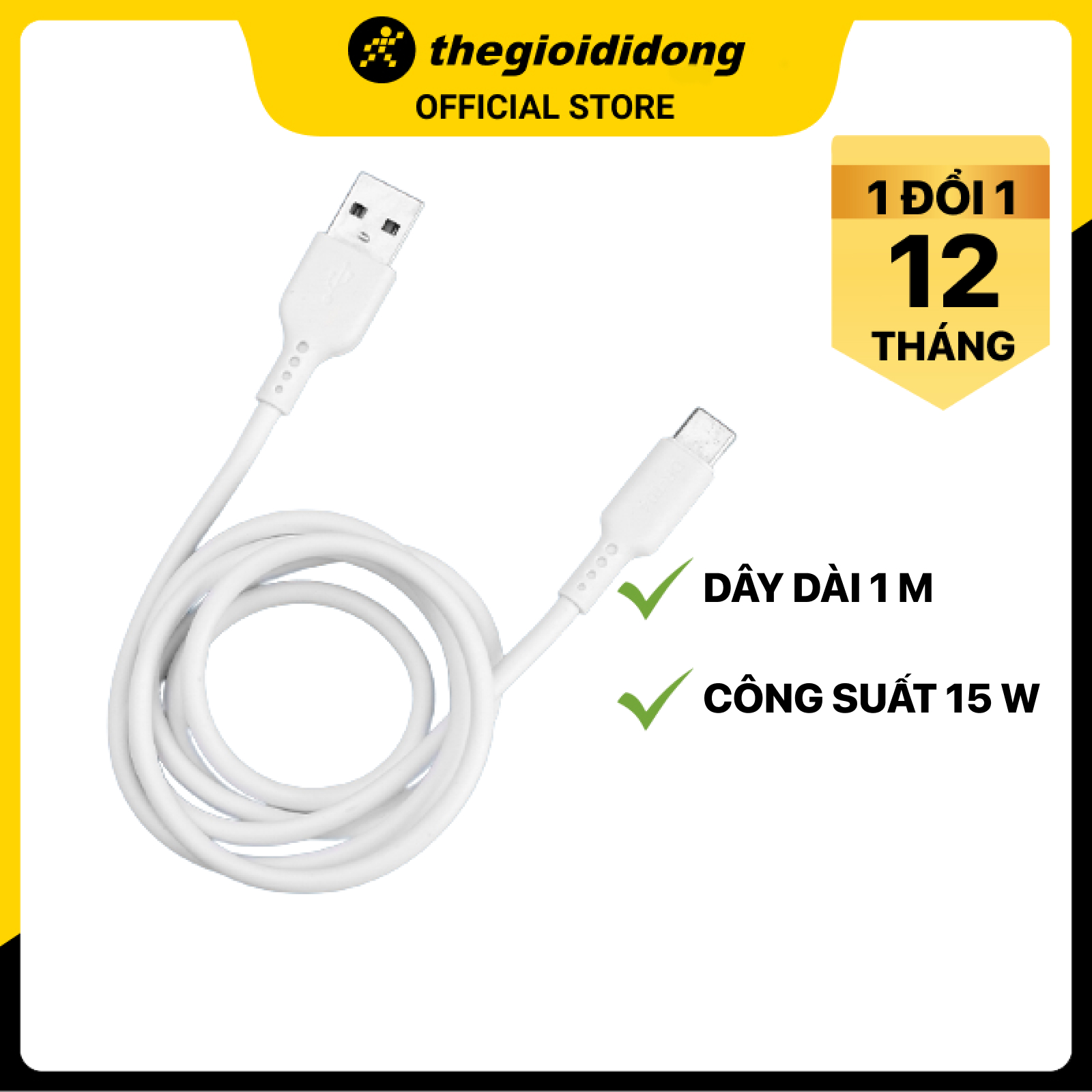 Cáp Type C 1m Hydrus DR-T04 - Hàng chính hãng