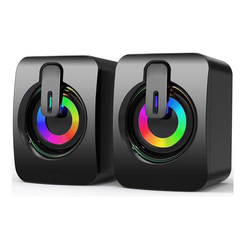 Loa Máy Tính Hộp Âm Thanh Máy Tính HIFI Micro Stereo Có Dây USB Có Đèn LED Cho Máy Tính Để Bàn Color: White Standard