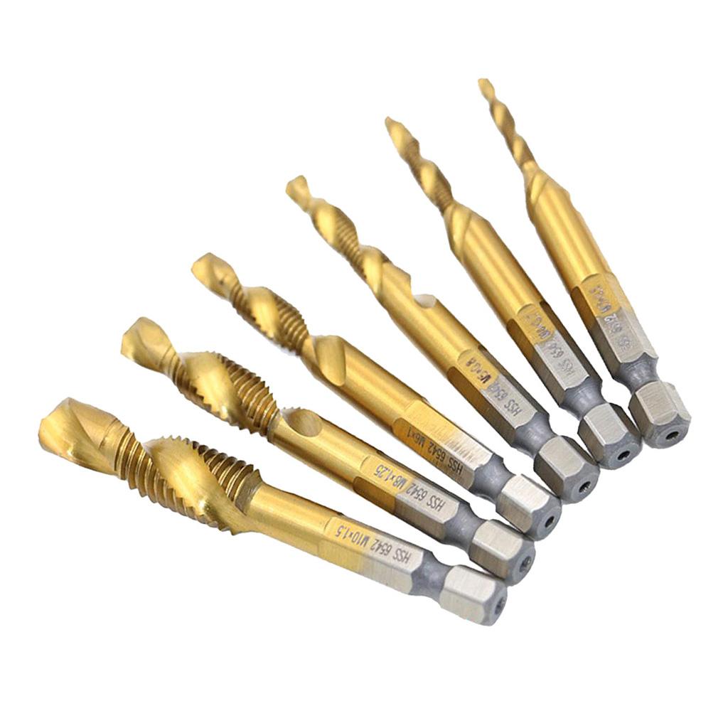 6 Piece Tap Drill Set Tap Drill Combo Deburr Countersink Bits
