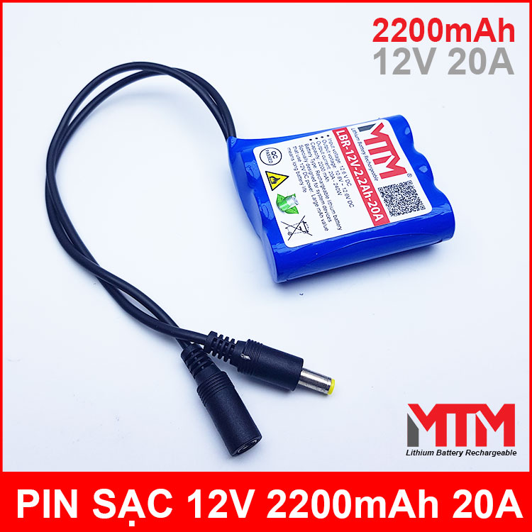 Pin sạc lithium 12V 2200mah 3S chịu tải 20A MTM chính hãng