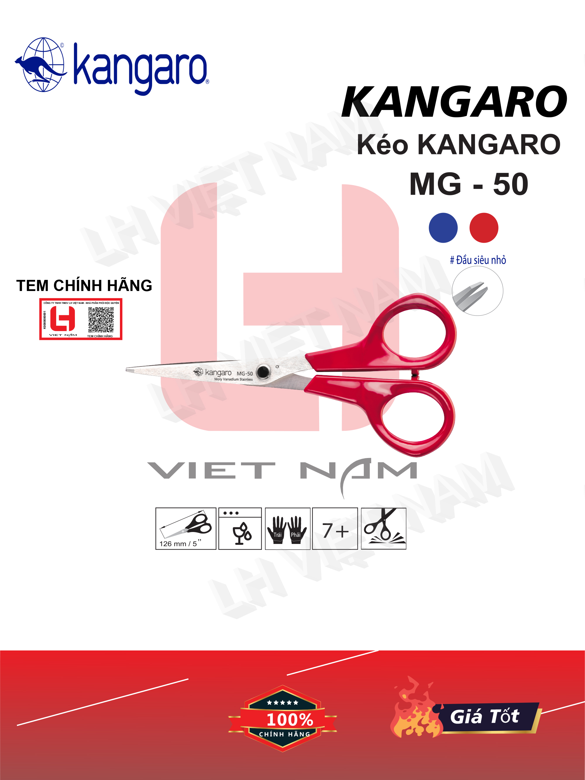Kéo cắt giấy Kangaro MG -50/Y