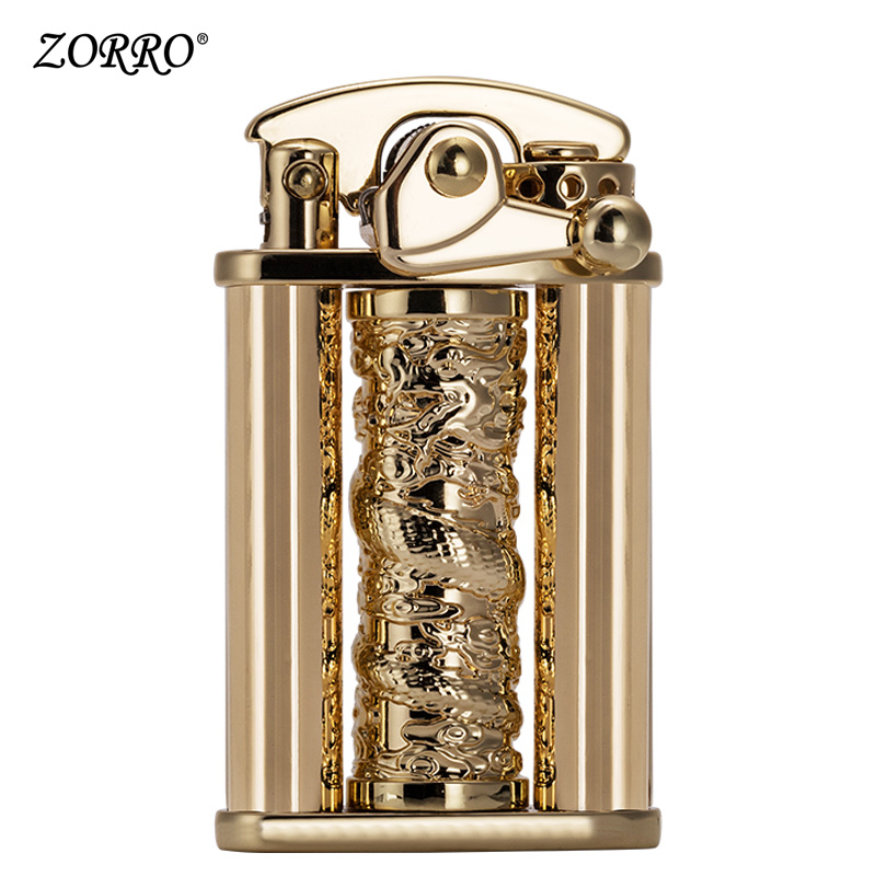Vỏ Hột Quẹt Bật Lửa Xăng Đá Zorro Z629 Thiết Kế Đẹp Độc Lạ Họa Tiết Rồng Cuốn Sang Trọng - Dùng Xăng Bấc Đá Cao Cấp