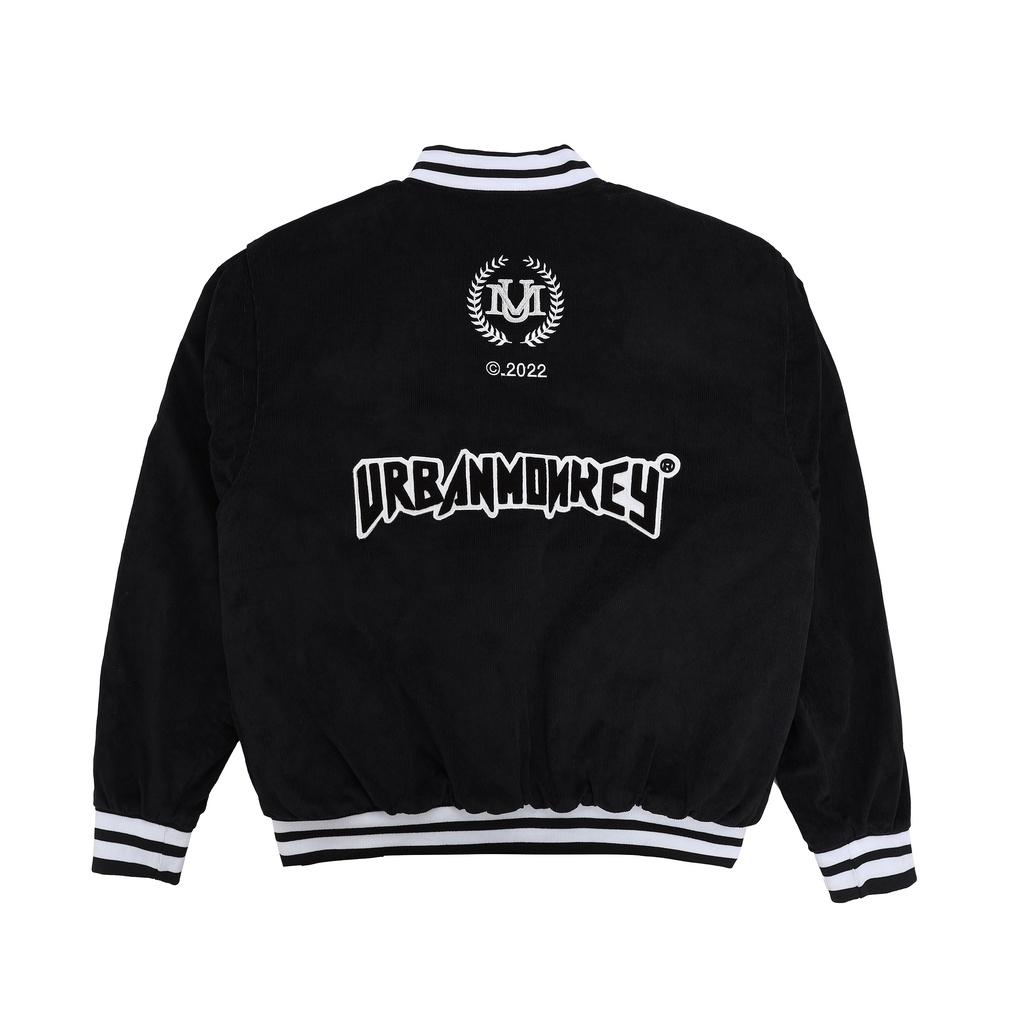 Áo Khoác URBAN MONKEY Basic Varsity Black Nhung Tăm Cao Cấp