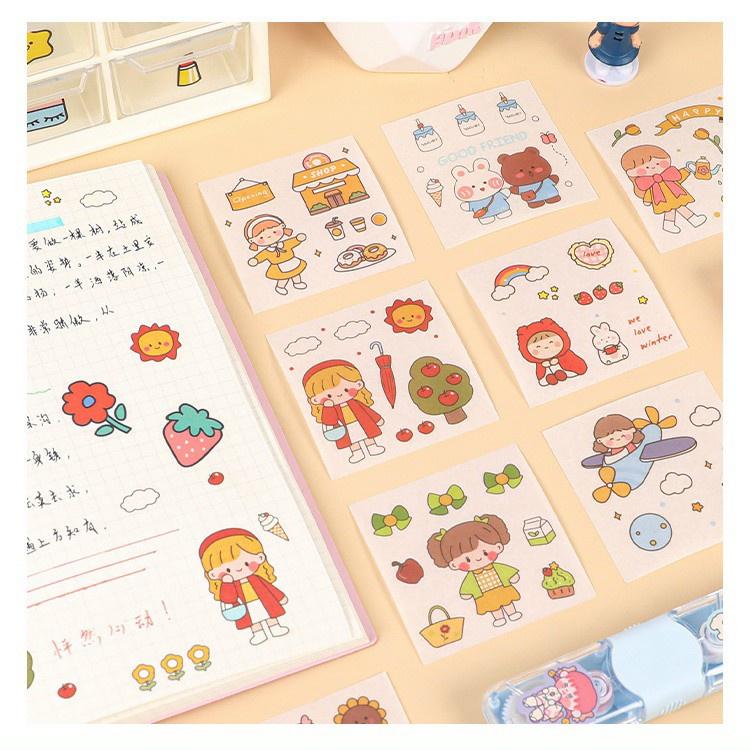 1 Tấm Sticker, Nhãn Dán Hoạt Hình Dễ Thương, Trang Trí Sổ Tay, Hộp Bút, Dụng Cụ Học Tập