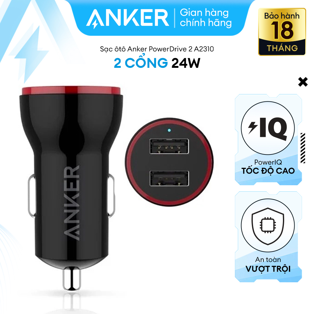 Sạc ô tô ANKER 2 cổng PowerDrive 2 24W - A2310