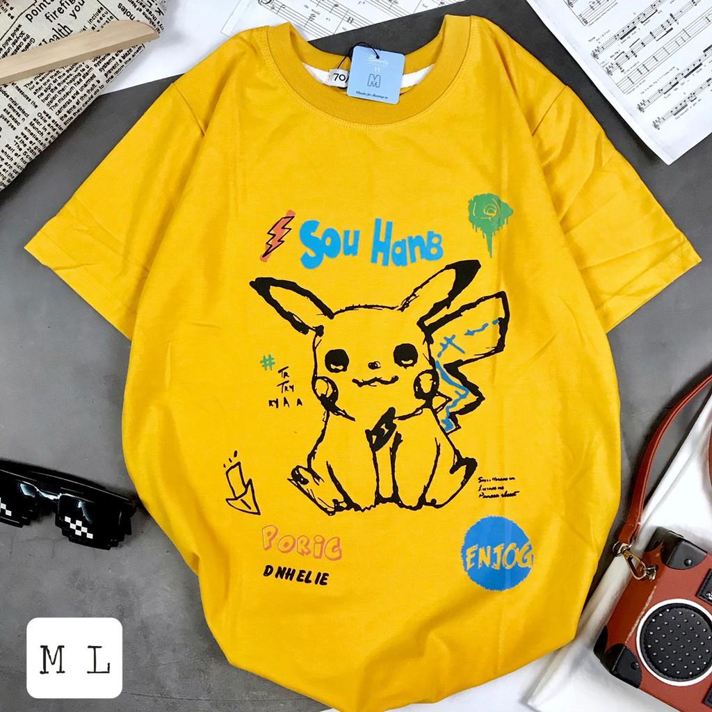 - Áo thun tay ngắn unisex in PIKACHU
