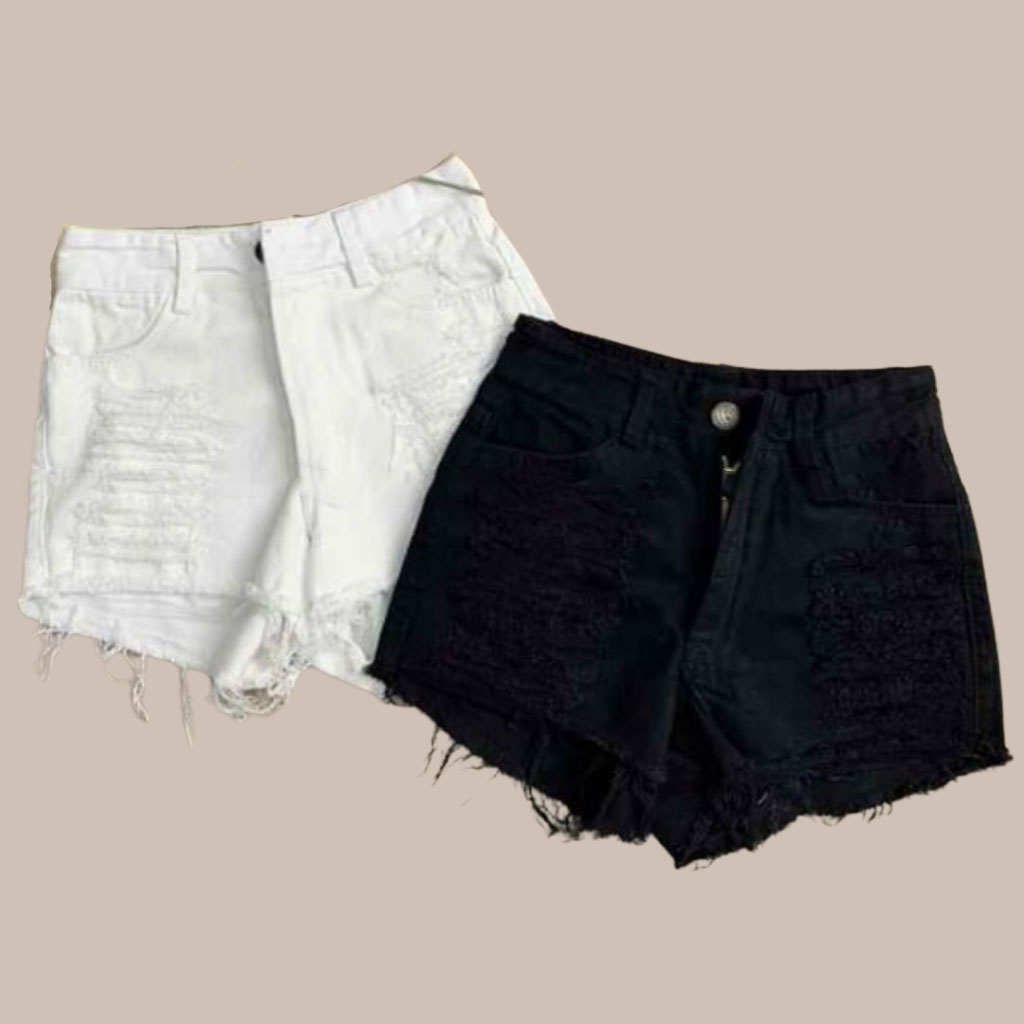 Quần đùi nữ lai rách 2 bên lung cao quần short jean nữ 667