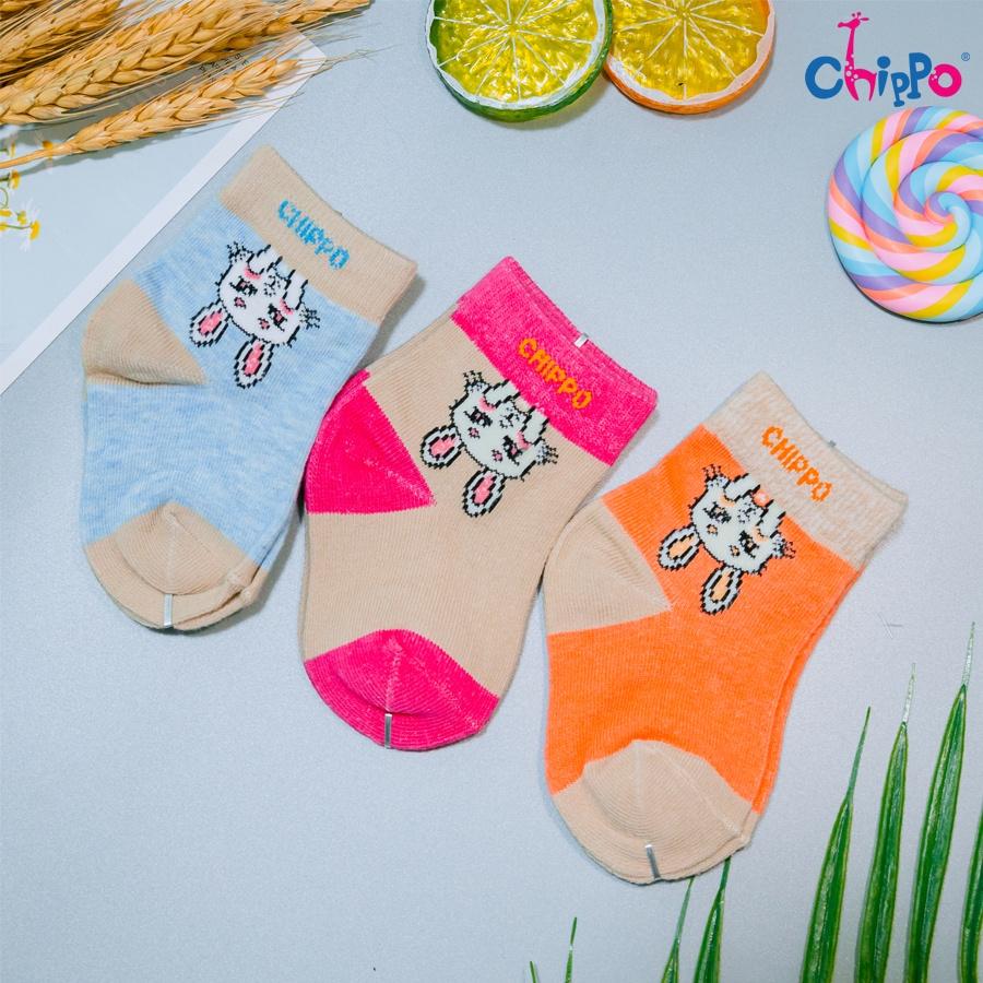 Set 3 Đôi Tất CHIPPO cho bé chất liệu cotton mềm thoáng kháng khuẩn cho bé từ 1-3 Tuổi