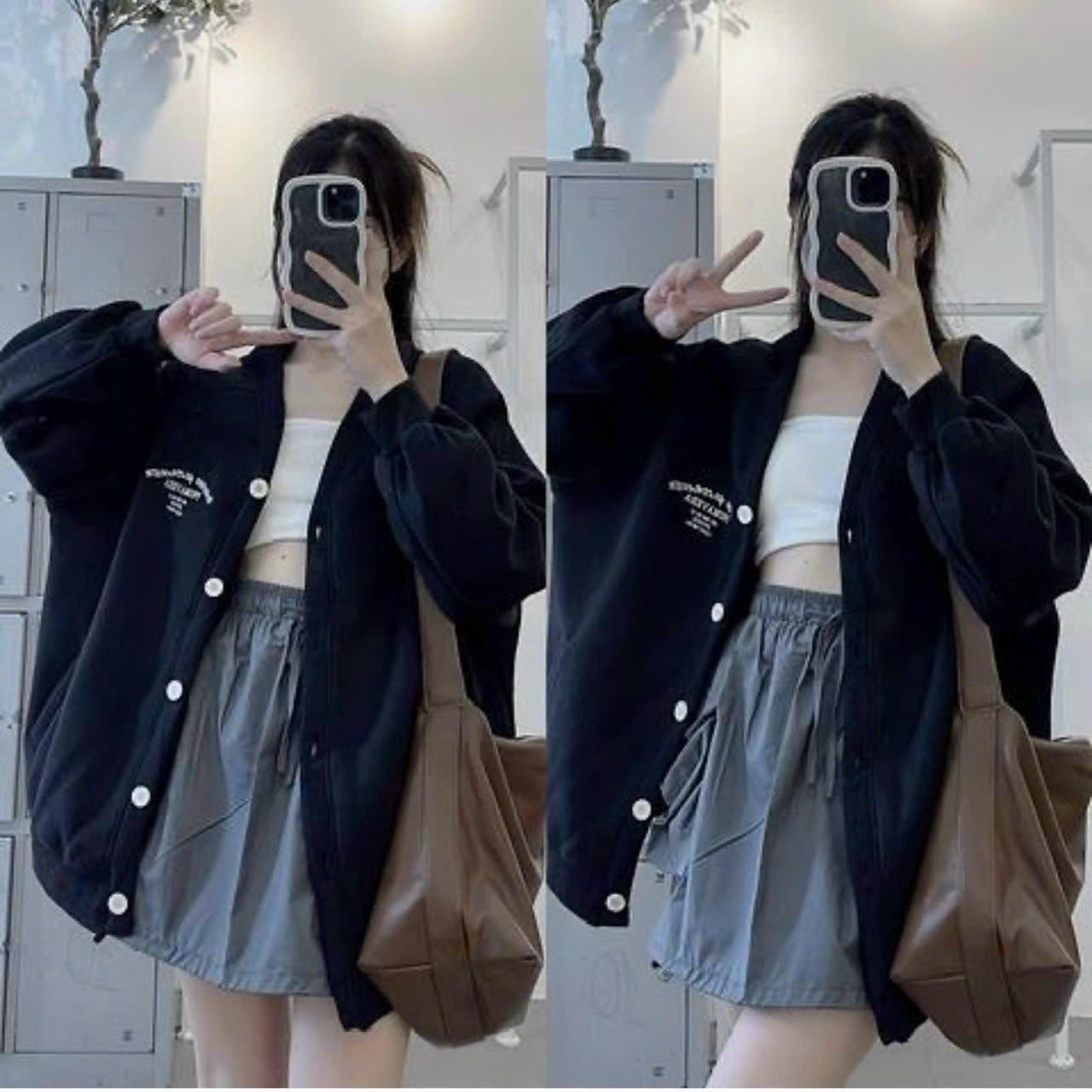 Áo Cadigan Nỉ Cúc Gài Siêu cá Tính Với Chất Liệu Vải Áo Dày Dặn In Chữ Sắc Nét Form Rộng Áo Đẹp Hàng Hot Trend HTM FASHION