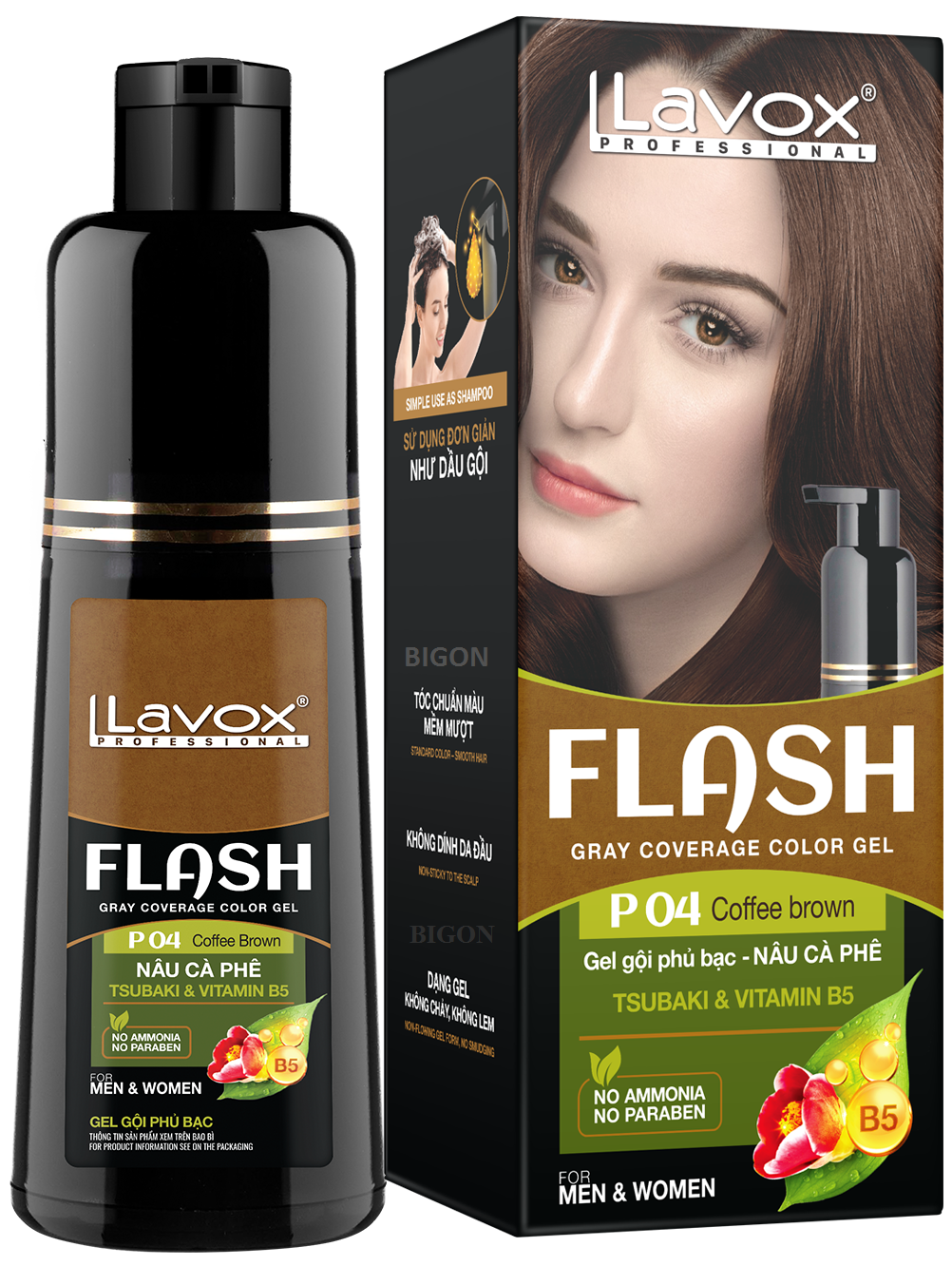 Dầu Gội Nhuộm Tóc Phủ Bạc Thảo Dược LAVOX FLASH 200ml - P04
