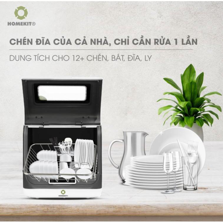 Máy rửa chén bát để bàn HOMEKIT DW-202 nhỏ gọn tích hợp rửa trái cây rau củ khử trùng UV - lắp đặt tận nhà