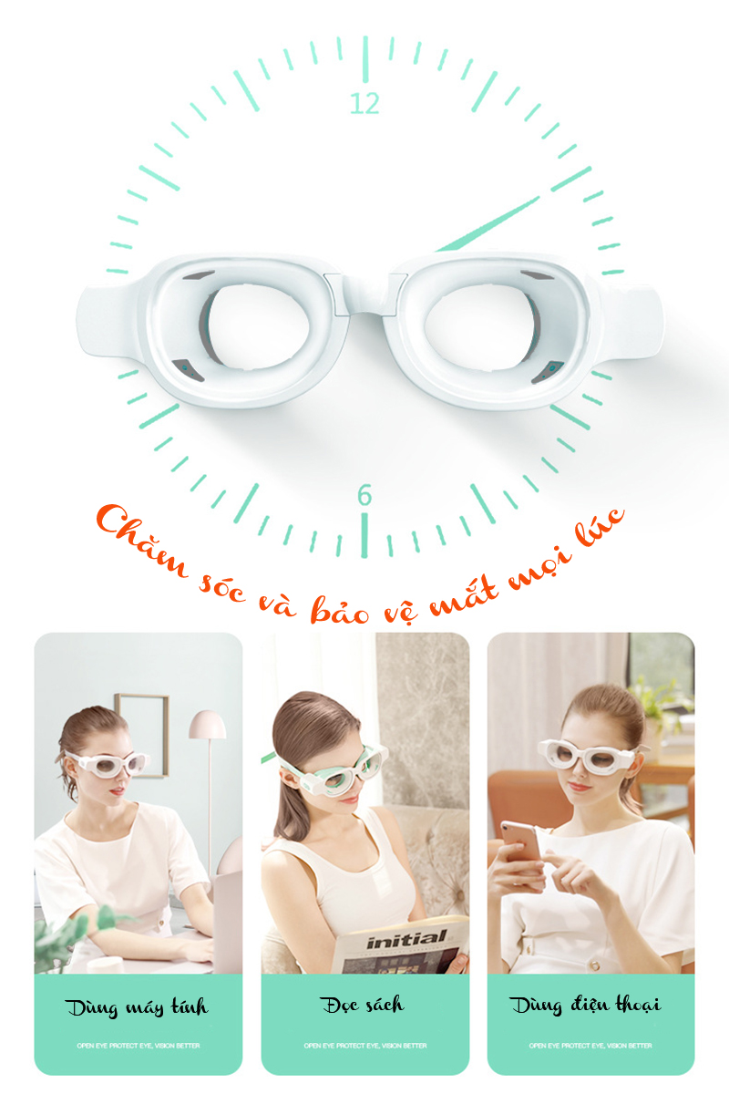 Kính massage mắt thông minh sử dụng ngay cả khi làm việc, tiếp sức phục hồi thư giãn đôi mắt bạn