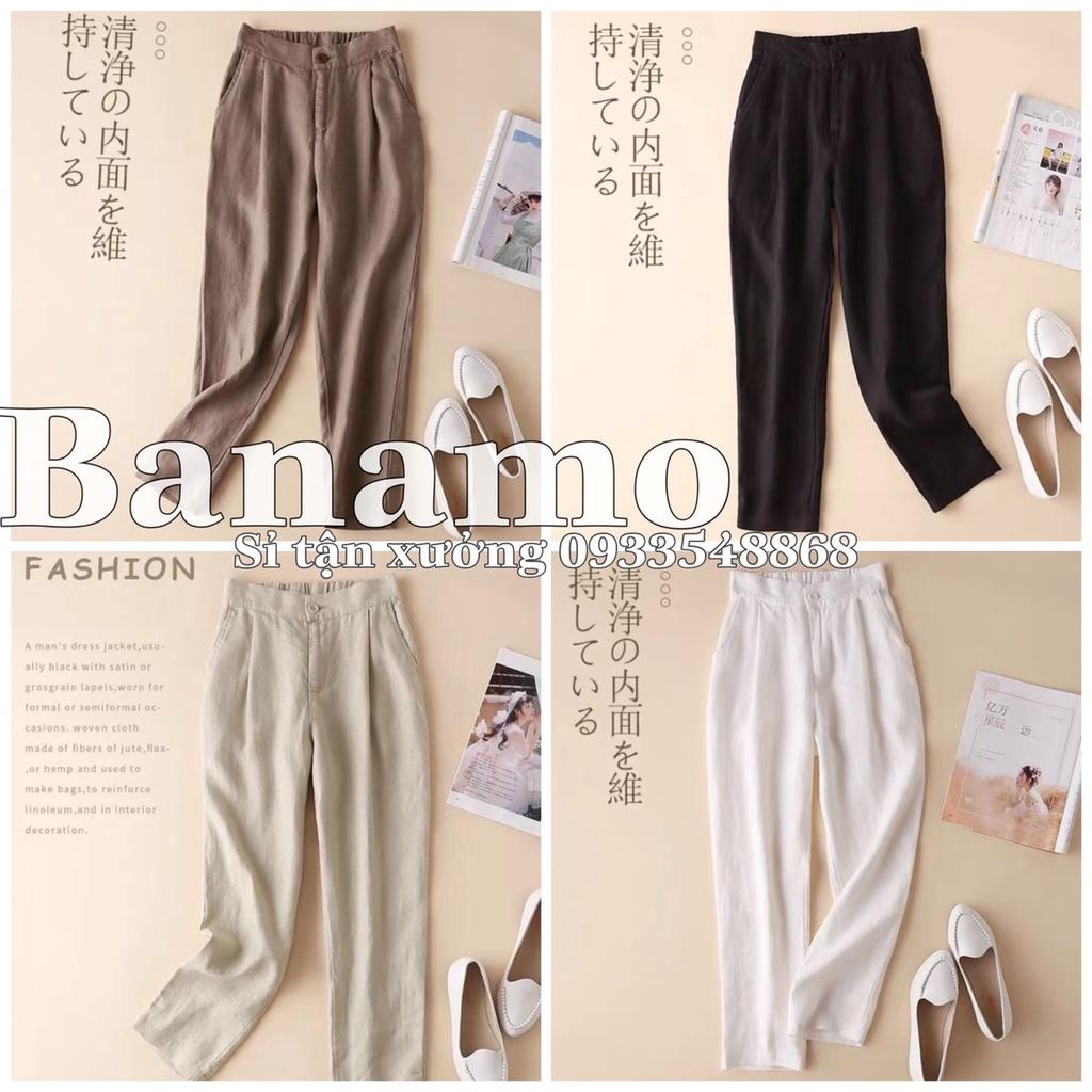 Quần baggy nữ Banamo Fashion chất đũi nhật nhiều màu, quần becgi  khóa trước chun sau thoải mái 821