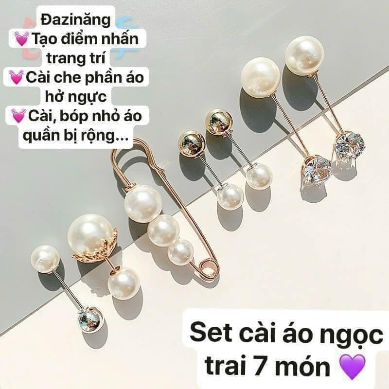 SET 7 MÓN CÀI ÁO NGỌC TRAI, TRÂM CÀI HAI ĐẦU PHONG CÁCH HÀN QUỐC