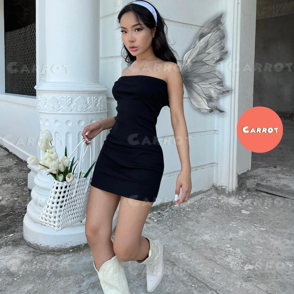 Đầm body sexy cúp ngực váy ôm eo ôm ngực ngắn dự tiệc chất thun gân co giãn carrotxinhdep