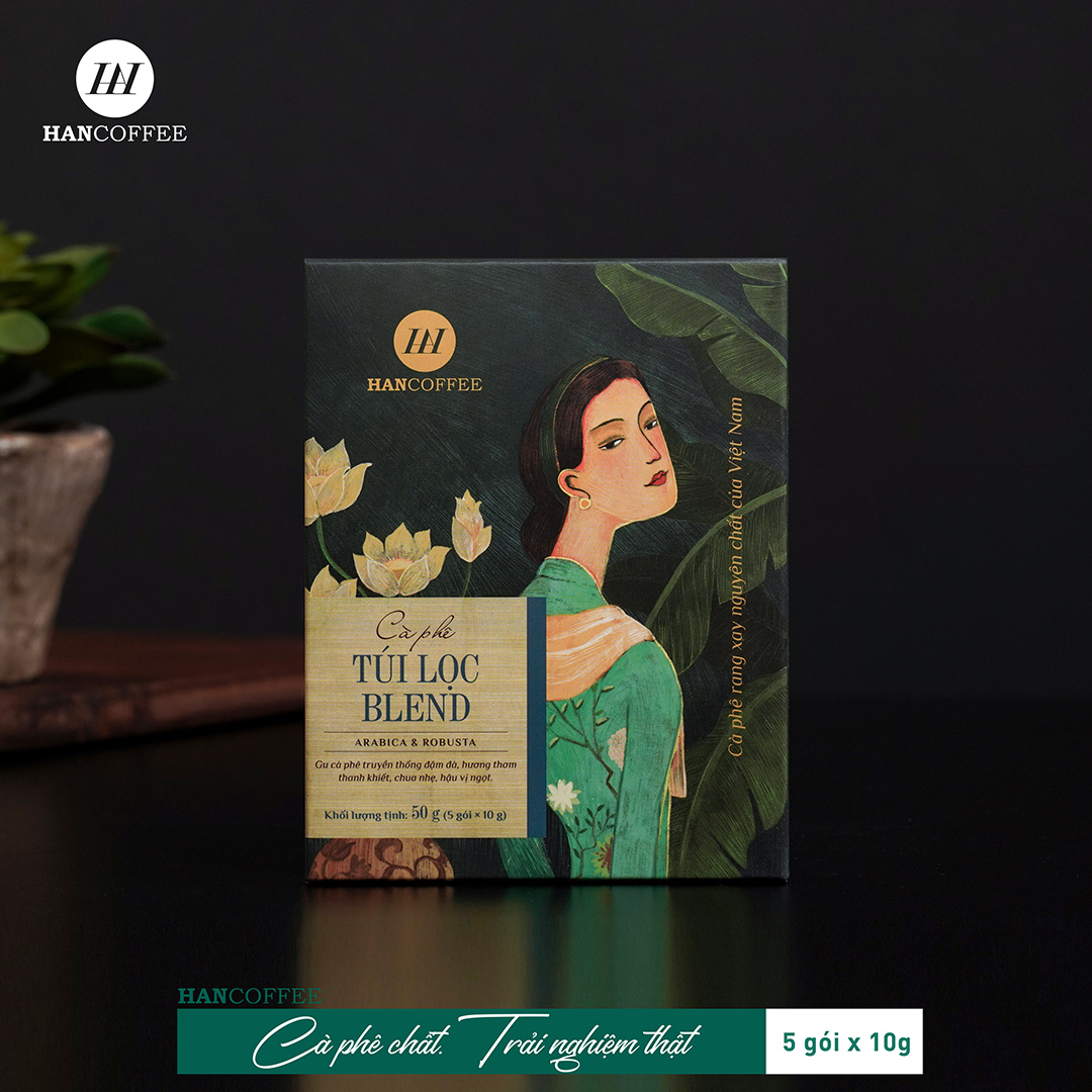 Cà Phê Túi Lọc Blend HANCOFFEE Đắng Nhẹ, Ngọt Sâu Hộp 5 gói - HND2S