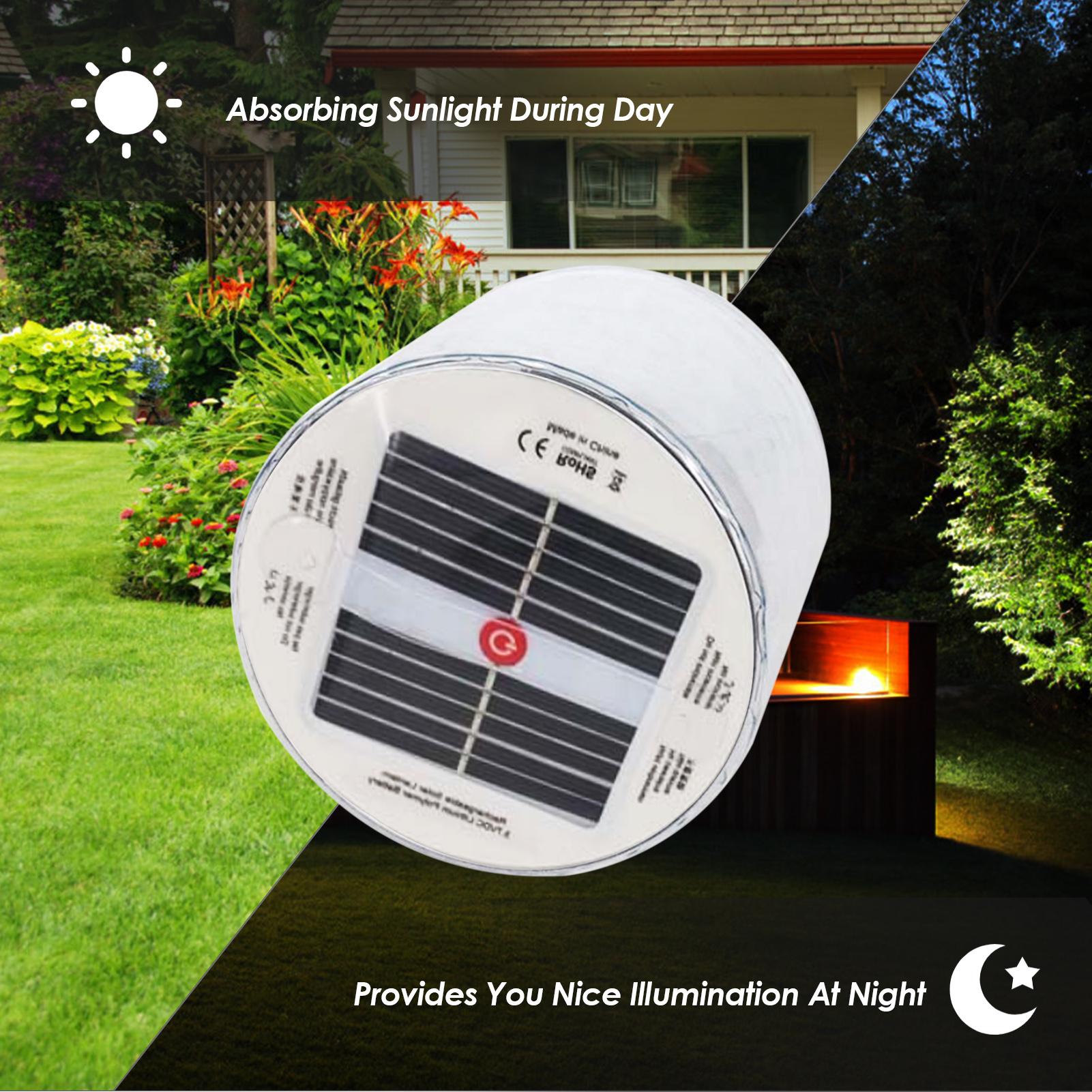 Đèn lồng cắm trại LED chạy bằng năng lượng mặt trời, có thể gập lại, 3 hiệu ứng ánh sáng