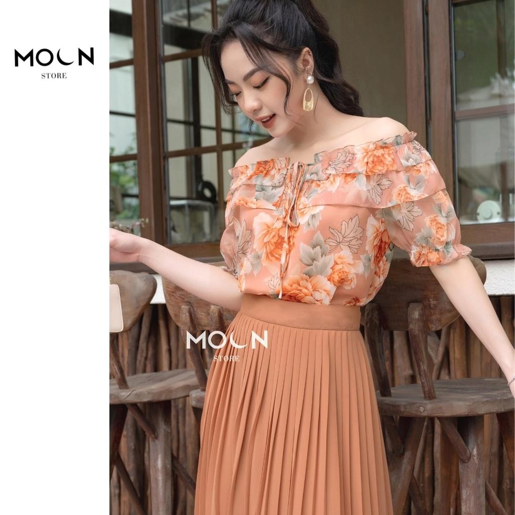 Áo hoa sơ mi nữ công sở chất liệu voan mềm mại siêu mát nữ tính MA143 MOON STORE