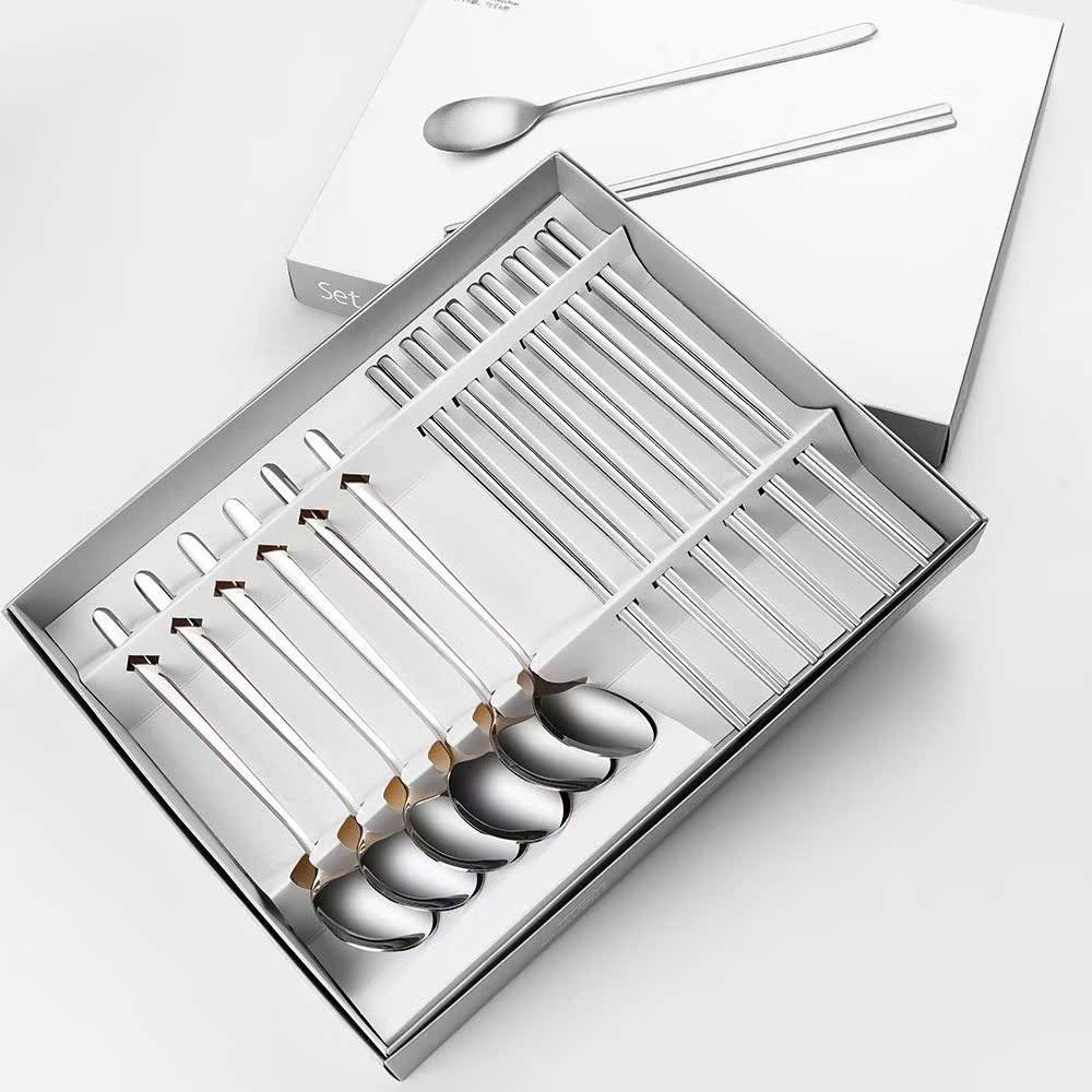 Bộ 12 Muỗng Đũa Inox Sáng Bóng – Không Gỉ, Chống Oxi Hóa – Thiết Kế Sang Trọng - HÀNG CHÍNH HÃNG MINIIN