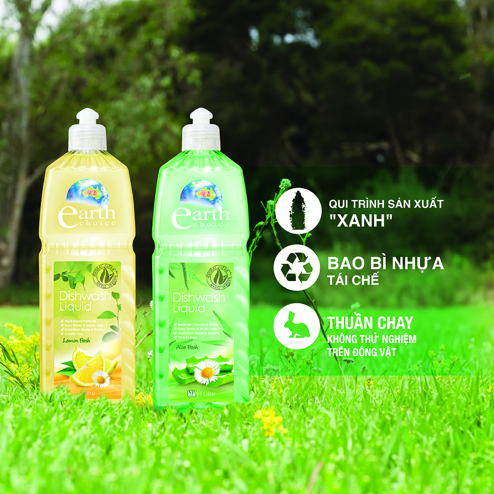 Nước rửa chén cao cấp Earth Choice Aloe Fresh 1L