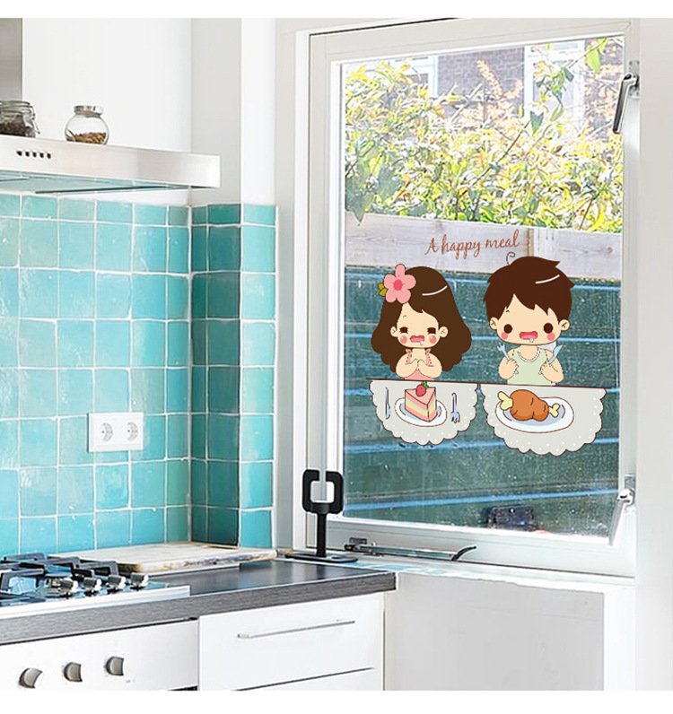 Decal dán tường Couple ăn tối siêu dễ thương - A Happy Meal